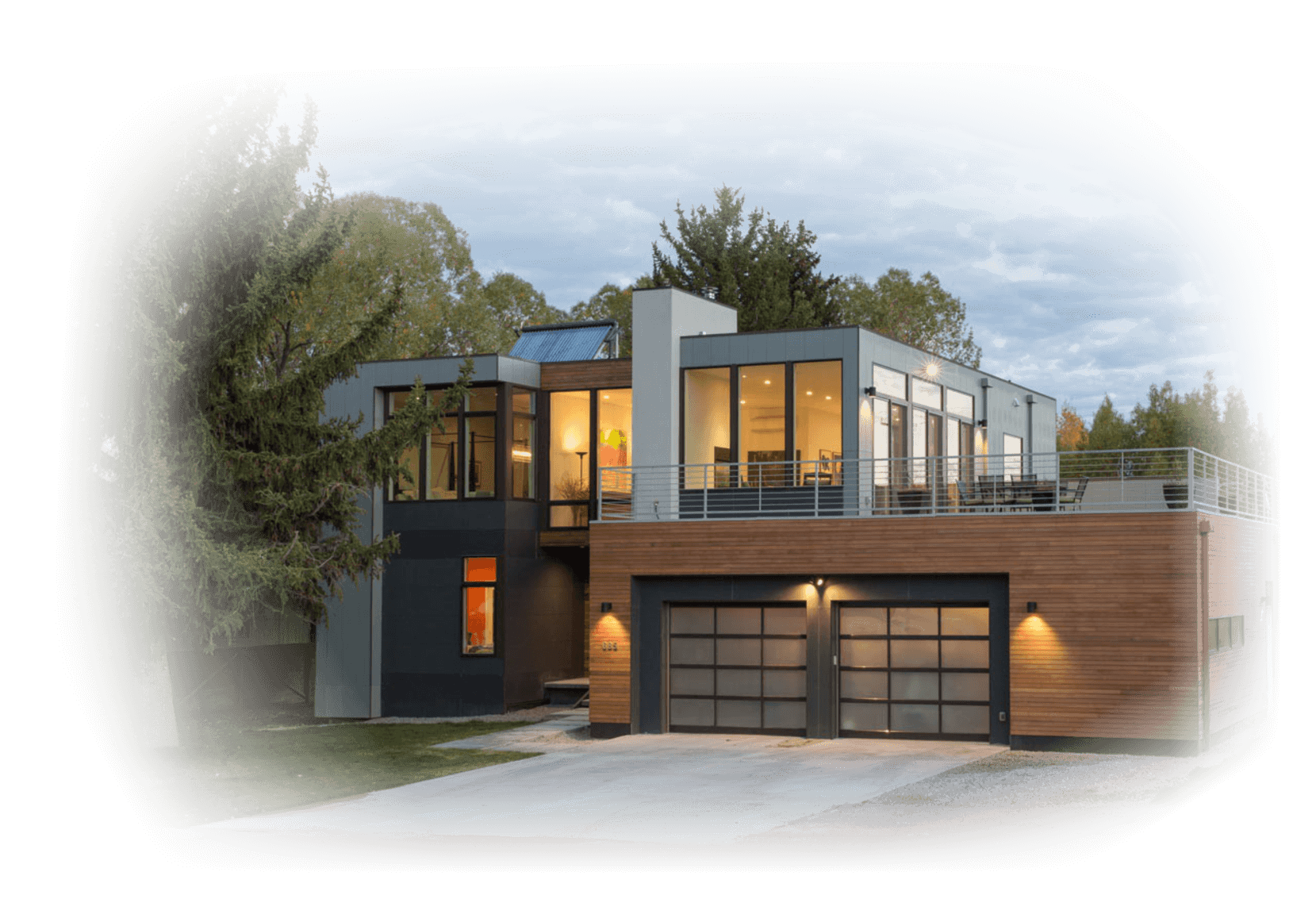 Modern house with a gated driveway